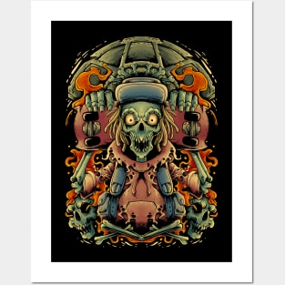 Skateboard skull Posters and Art